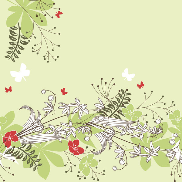 Seamless patten with forest flowers and plants