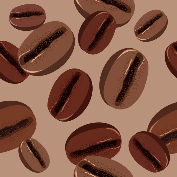 Beige Seamless Pattern Brown Coffee Beans — Stock Vector