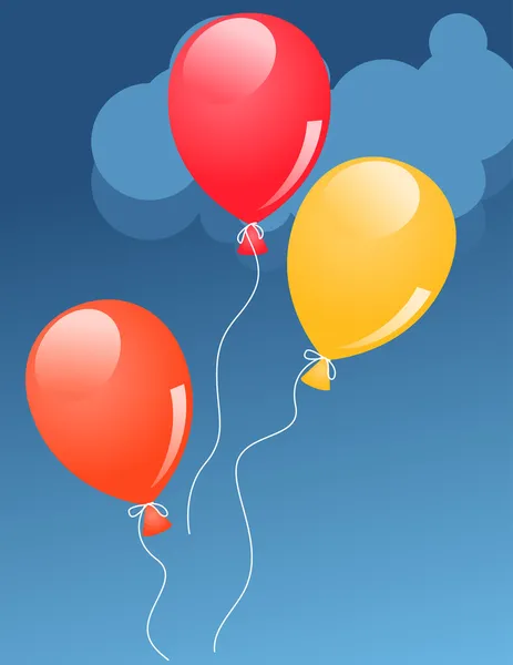 Three baloons in sky — Stock Vector