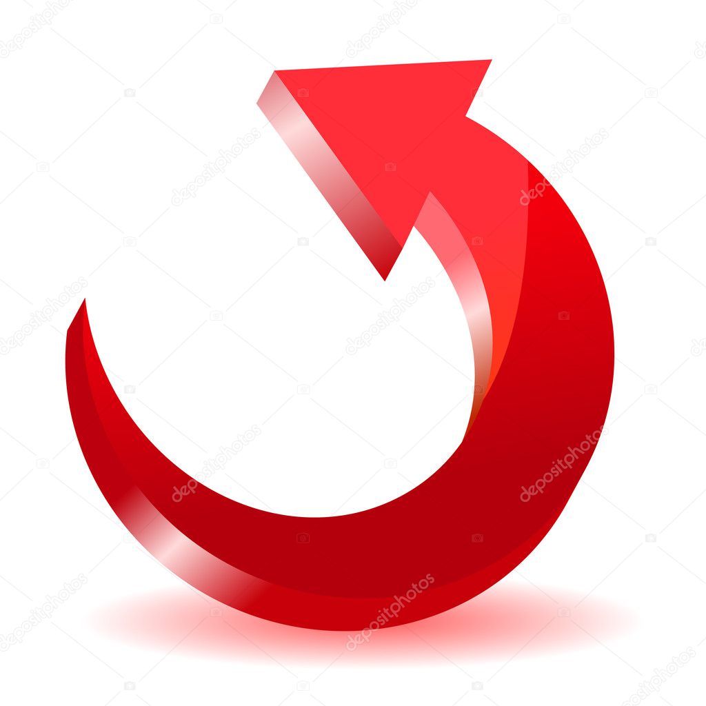 Red modern arrow isolated on white background