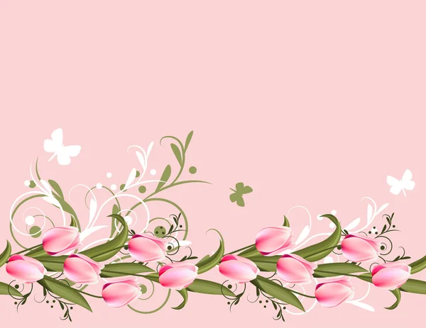 Розовый фон с тюльпанами — стоковый вектор