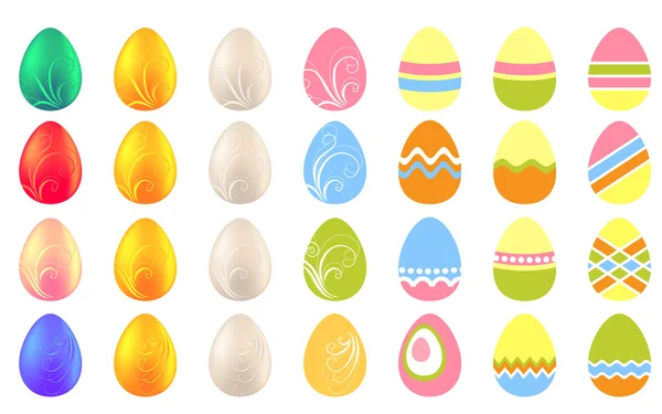 Conjunto Diferentes Huevos Pascua Primavera Bonita — Archivo Imágenes Vectoriales