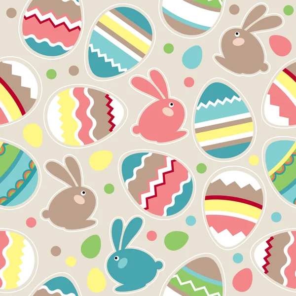 Seamless Spring Pattern Easter Eggs Rabbits — Stock Vector