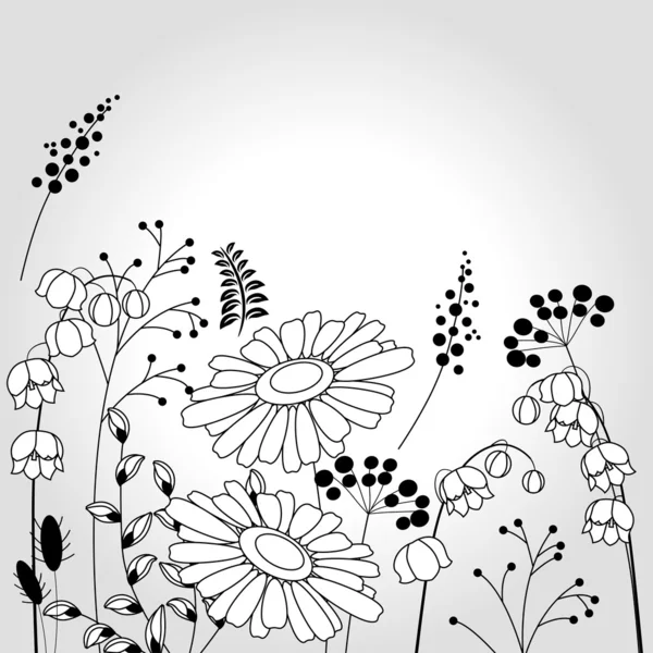 Fondo floral con flores estilizadas — Vector de stock