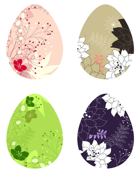 Set Different Pretty Spring Easter Eggs — Stock Vector
