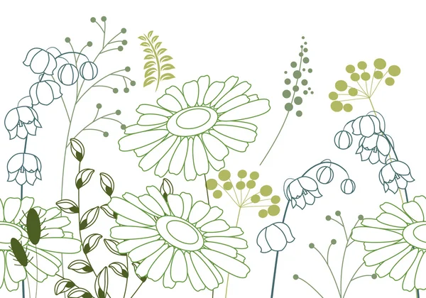 定型化された花とのシームレスな背景 — ストックベクタ