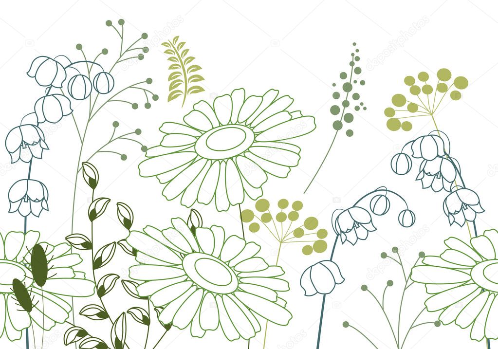Seamless background with stylized flowers
