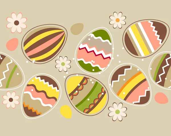 Seamless horizontal easter pattern with eggs — Stock Vector