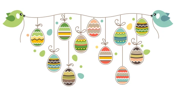 Easter decoration with birds — Stock Vector