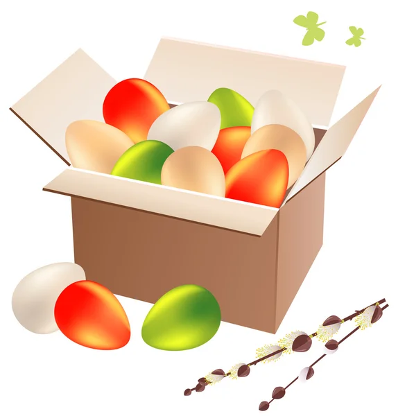 Κουτί γεμάτο Πασχαλινά αυγά — Διανυσματικό Αρχείο