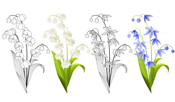 春天的花朵的集合 — 图库矢量图片