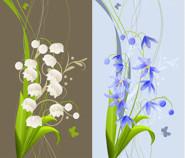 春の花のコレクション — ストックベクタ
