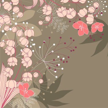 Floral background with contour flowers clipart