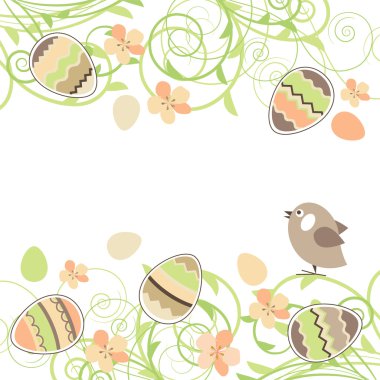 Blossoming branches and birds clipart