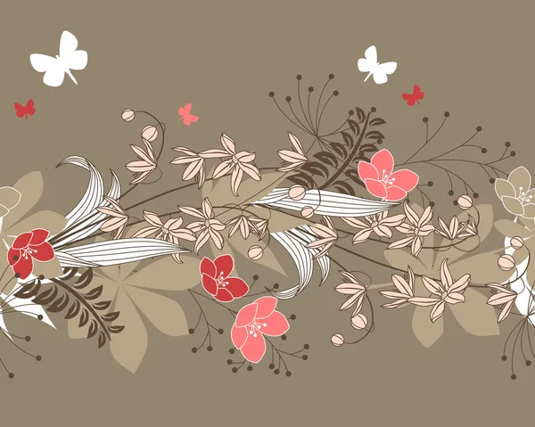 Motif floral horisontal sans couture — Image vectorielle