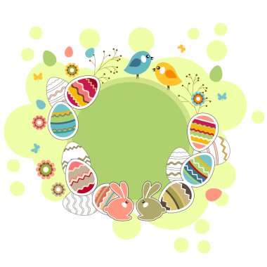 Easter greeting card with eggs clipart