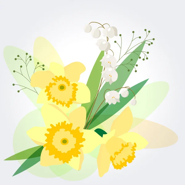Fondo floral con narcisos — Vector de stock