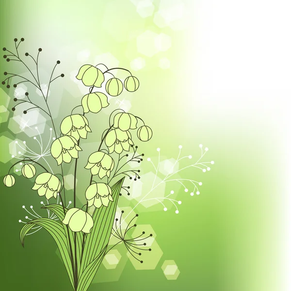 春の花と緑の背景 — ストックベクタ