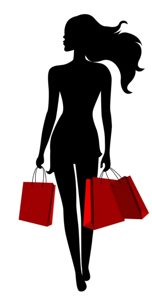 Young woman with bags — Stock Vector
