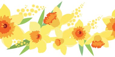 Seamless horizontal daffodil pattern clipart