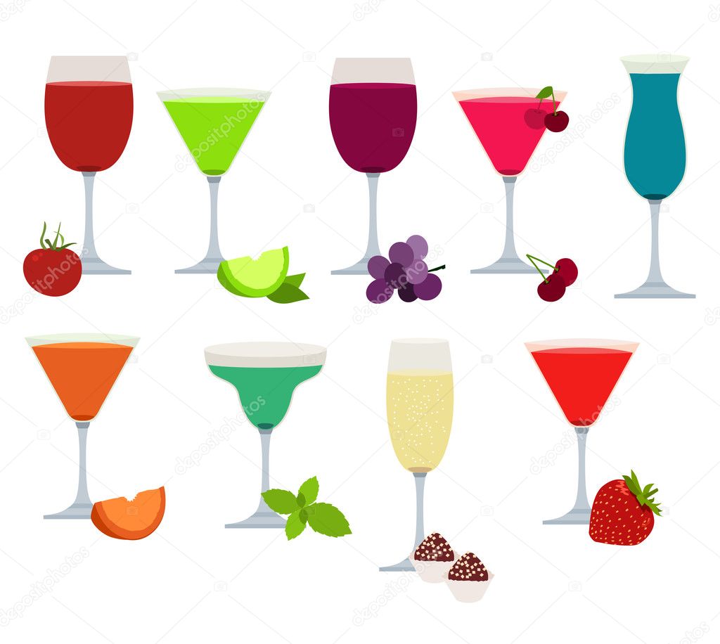 Set of different party drinks