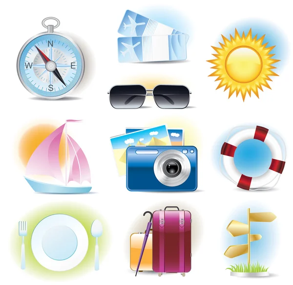 Podrobné cestovní ikonami — Stockový vektor