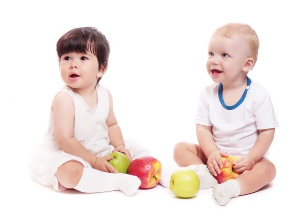 Children with apple Stock Photo