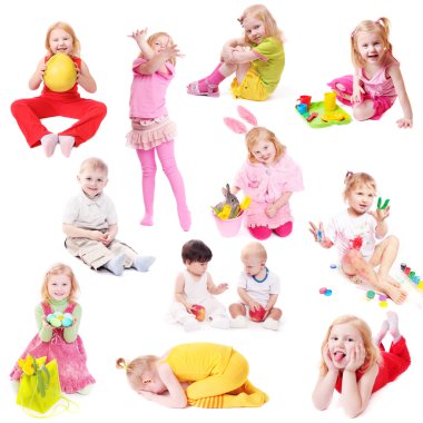 Children isolated on white clipart