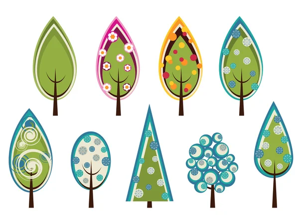 Set of decorated trees — Stock Vector