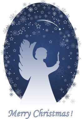 Christmas angel with a candle, greeting card clipart