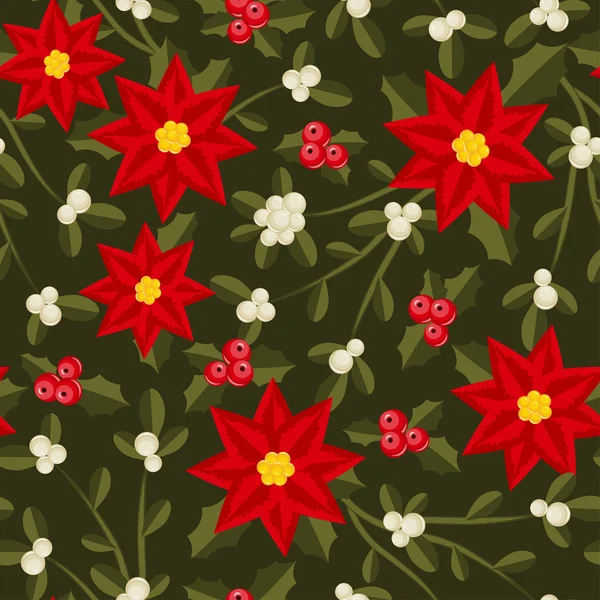 Seamless pattern with red flowers — Stock Vector