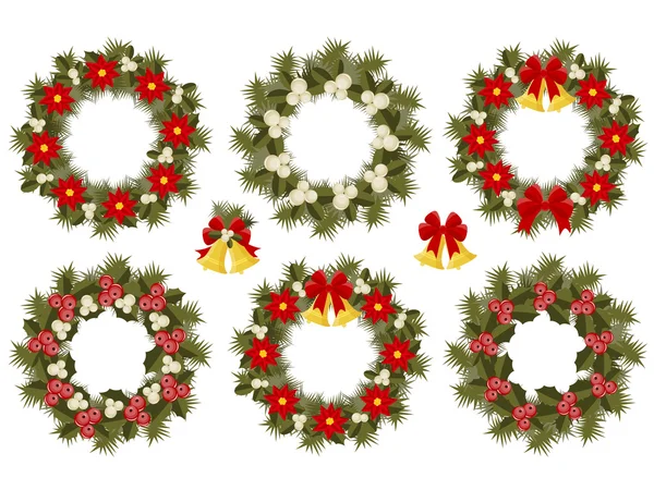 stock vector Set of decorated Christmas crowns