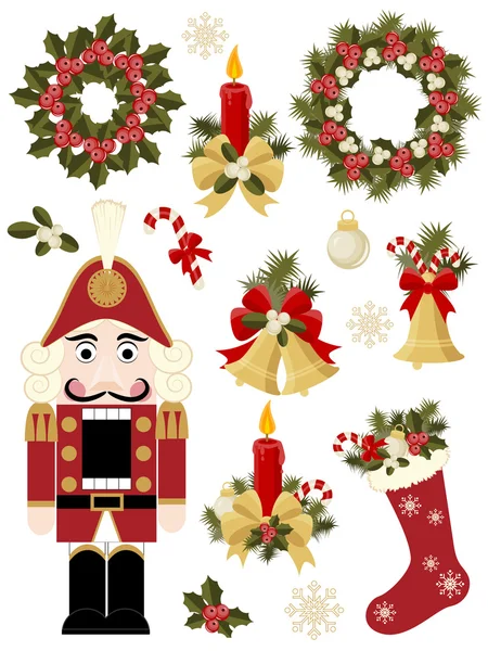 Natale e Capodanno set di icone — Vettoriale Stock