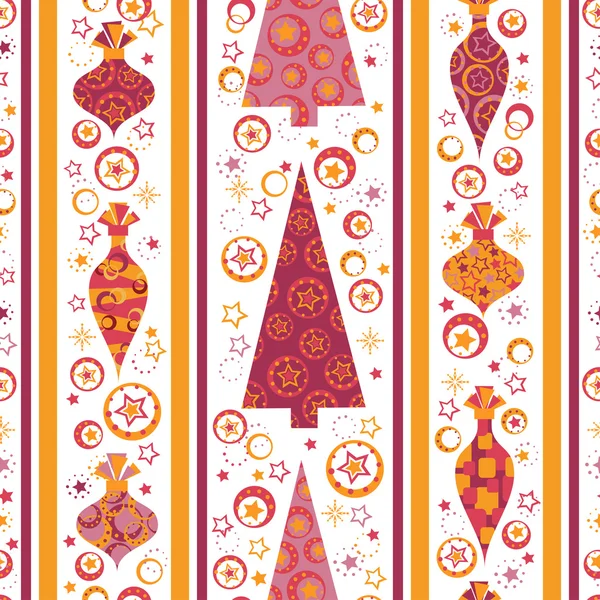 Seamless pattern with decorated trees and gifts — Stock Vector
