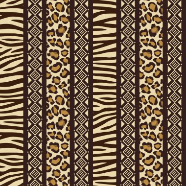 African style seamless with wild animal skin patterns