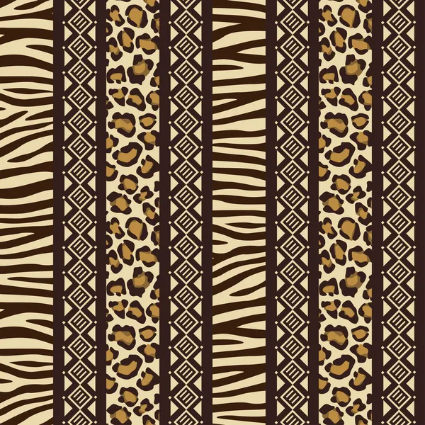 Africký styl bezešvé vzory divoké zvířecí kůže — Stockový vektor