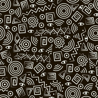 Tribal art. Seamless pattern with abstract figures clipart