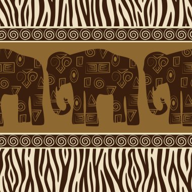 Seamless patterns with elephants and zebra skin clipart