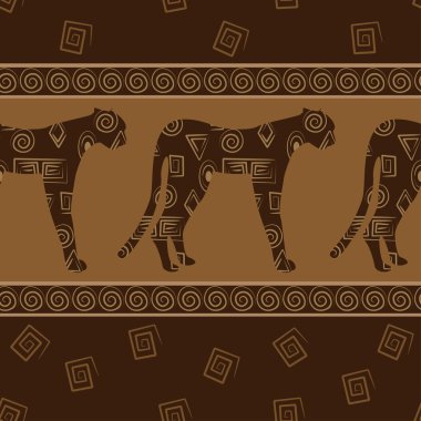 African style seamless background with leopards clipart