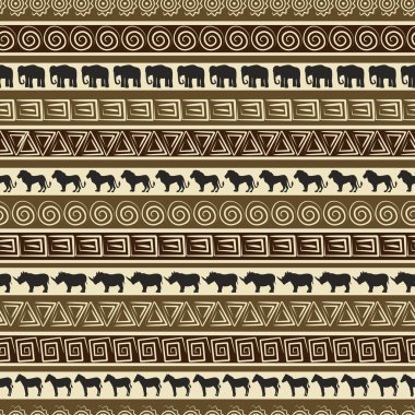 African style seamless pattern with wild animals clipart