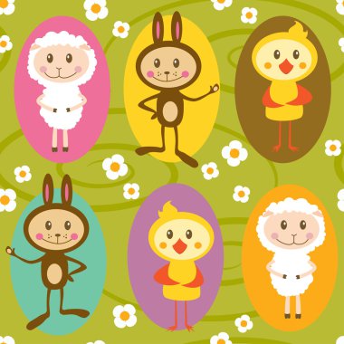 Seamless pattern with cartoon toys clipart