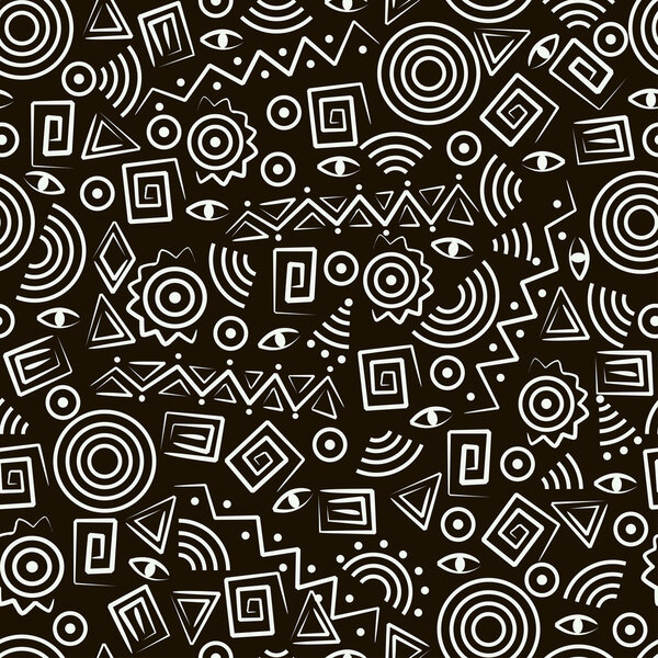 Tribal art. Seamless pattern with abstract figures