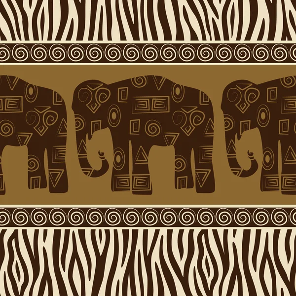 Seamless patterns with elephants and zebra skin — Stock Vector