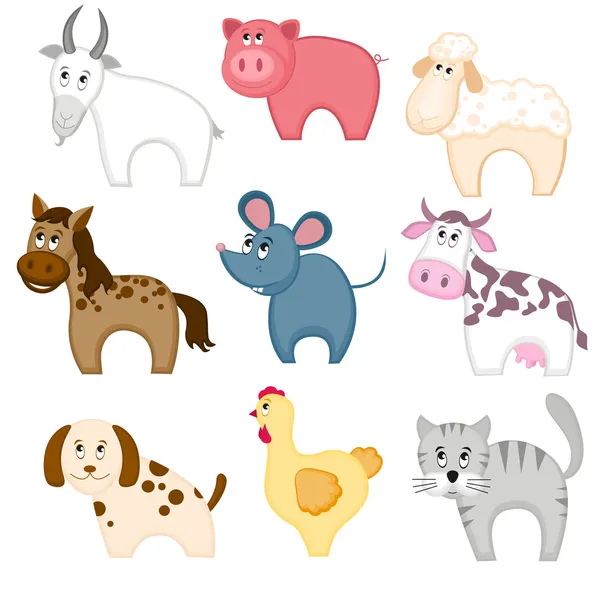 Ensemble de drôles de dessins animés animaux — Image vectorielle