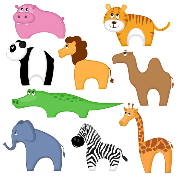 Conjunto de animais engraçados dos desenhos animados — Vetor de Stock
