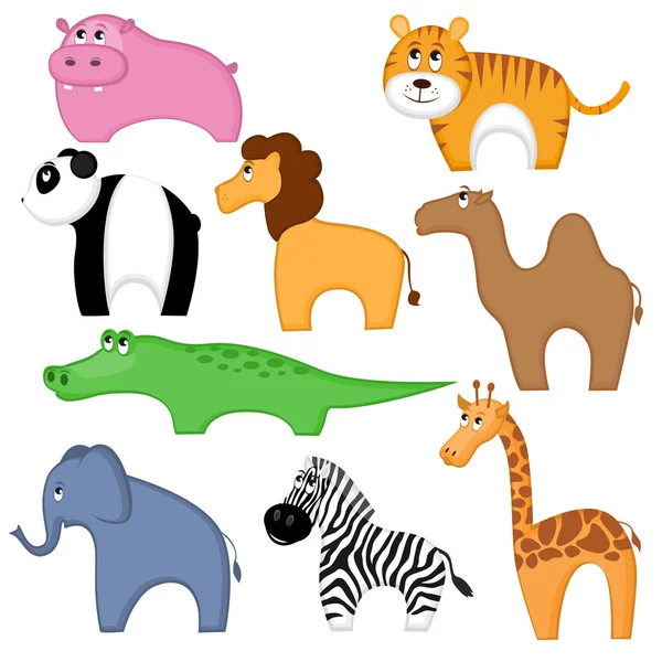 Set of funny cartoon animals — Stock Vector