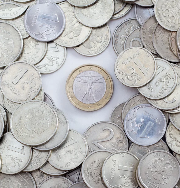 Unique coin in the centre — Stock Photo, Image