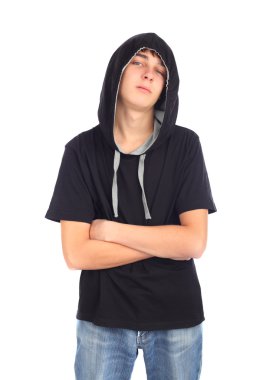 Teenager in hood clipart