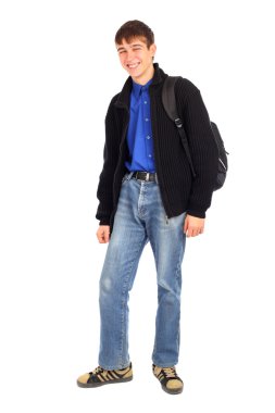 Teenager with knapsack clipart