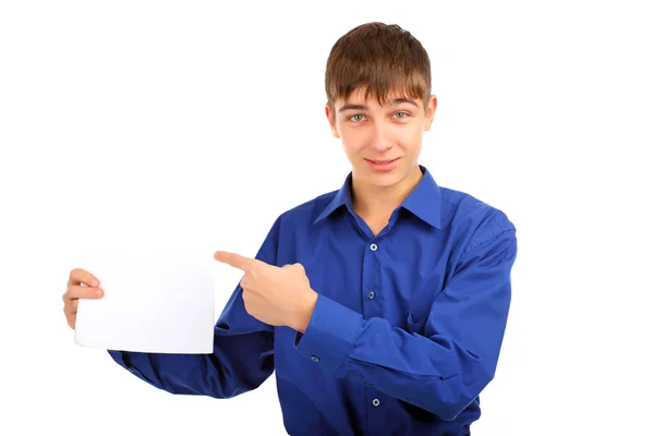 Nastolatek z czystym papierze — Zdjęcie stockowe
